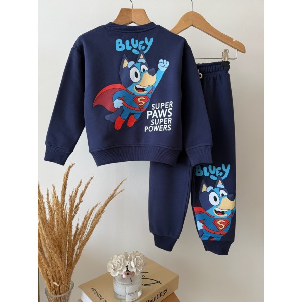 Детски спортен комплект от 2 части "Bluey Super Paws", Тъмносин Цвят Детски спортен комплект от 2 части "Bluey Super Paws", Тъмносин Цвят