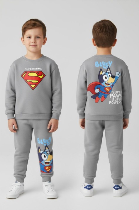 Детски спортен комплект от 2 части "Bluey Super Paws", Сив Цвят 