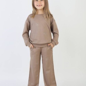 Детски комплект с блестящи панделки, Кафяв Цвят