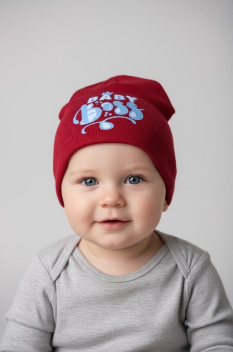 Бебешка памучна шапка Baby Boss, Червен Цвят