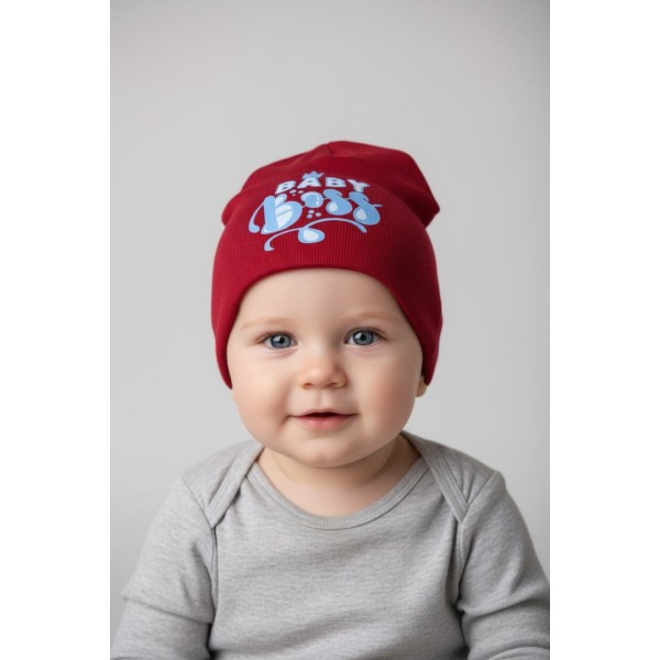 Бебешка памучна шапка Baby Boss, Червен Цвят