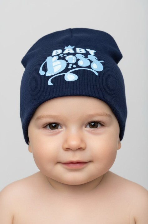 Бебешка памучна шапка Baby Boss, Тъмносин Цвят