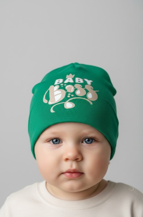 Бебешка памучна шапка Baby Boss, Зелен Цвят