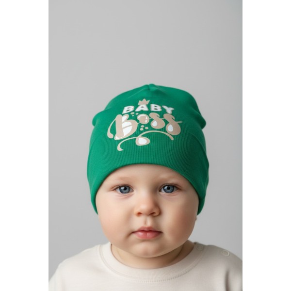 Бебешка памучна шапка Baby Boss, Зелен Цвят
