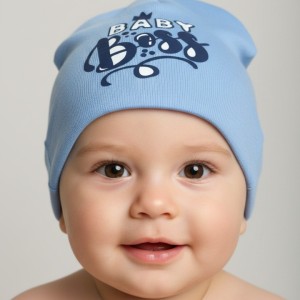 Бебешка памучна шапка Baby Boss, Син Цвят