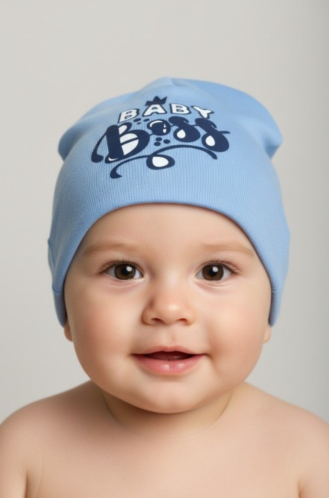 Бебешка памучна шапка Baby Boss, Син Цвят