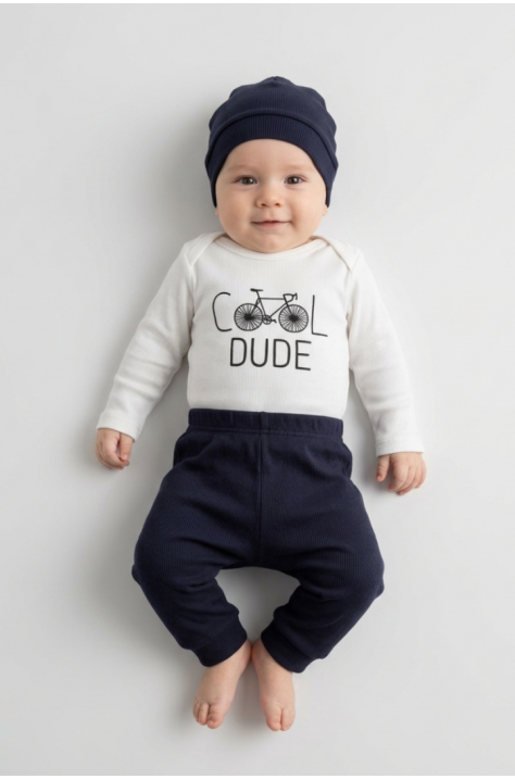 Бебешки памучен комплект "Cool Dude" , Бял Цвят