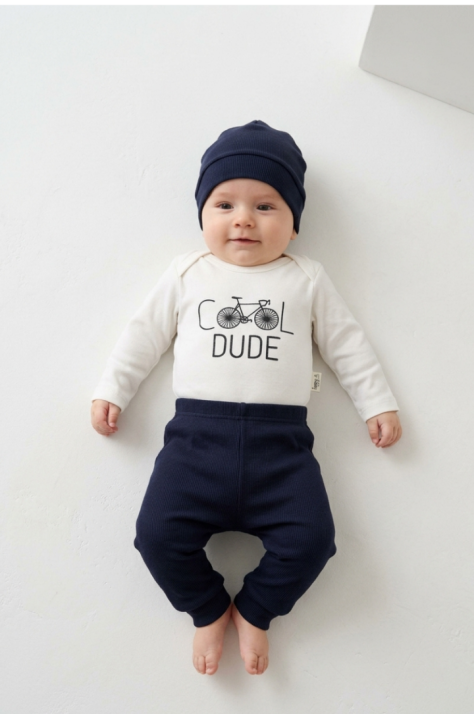 Бебешки памучен комплект "Cool Dude" , Екрю Цвят
