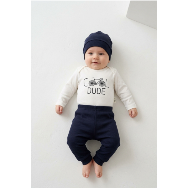 Бебешки памучен комплект "Cool Dude" , Екрю Цвят