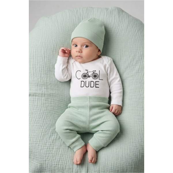 Бебешки памучен комплект "Cool Dude" , Зелен  Цвят