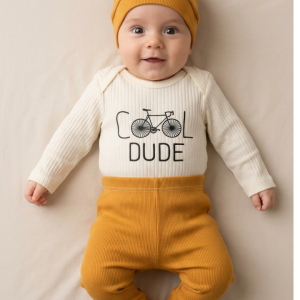 Бебешки рипсен  комплект "Cool Dude" , Горчица Цвят
