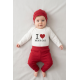 Бебешки памучен комплект ,,I ♥ MOM & DAD", Червен Цвят