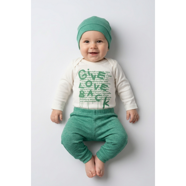 Бебешки памучен комплект ,,LOVE", Зелен Цвят