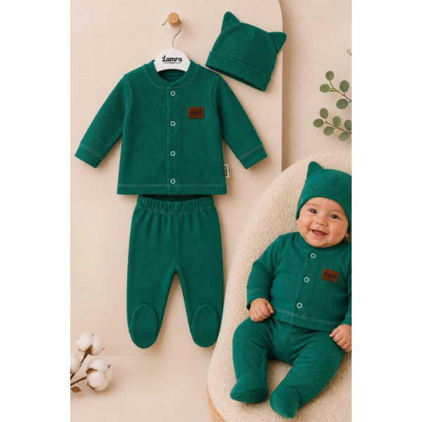 Бебешки рипсен комплект, Зелен Цвят