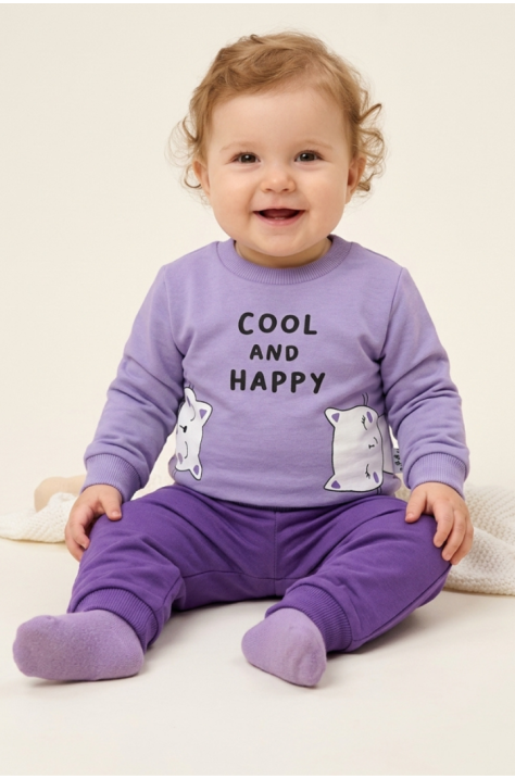 Бебешки комплект от две части „Cool and Happy“, Лилав Цвят Бебешки комплект от две части „Cool and Happy“, Лилав Цвят